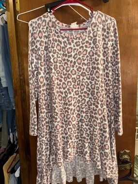 LJ Rose Leopard Print Tunic in Blush, Taupe, and Cream